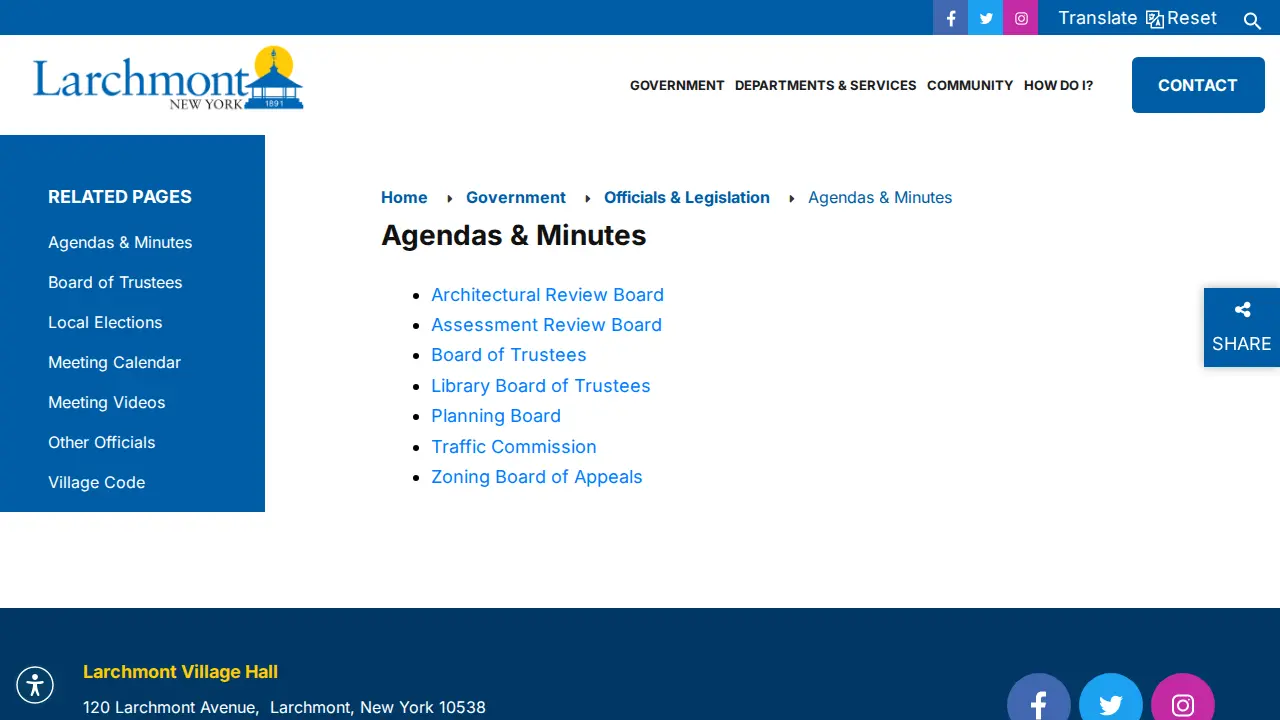 Larchmont Taxes page