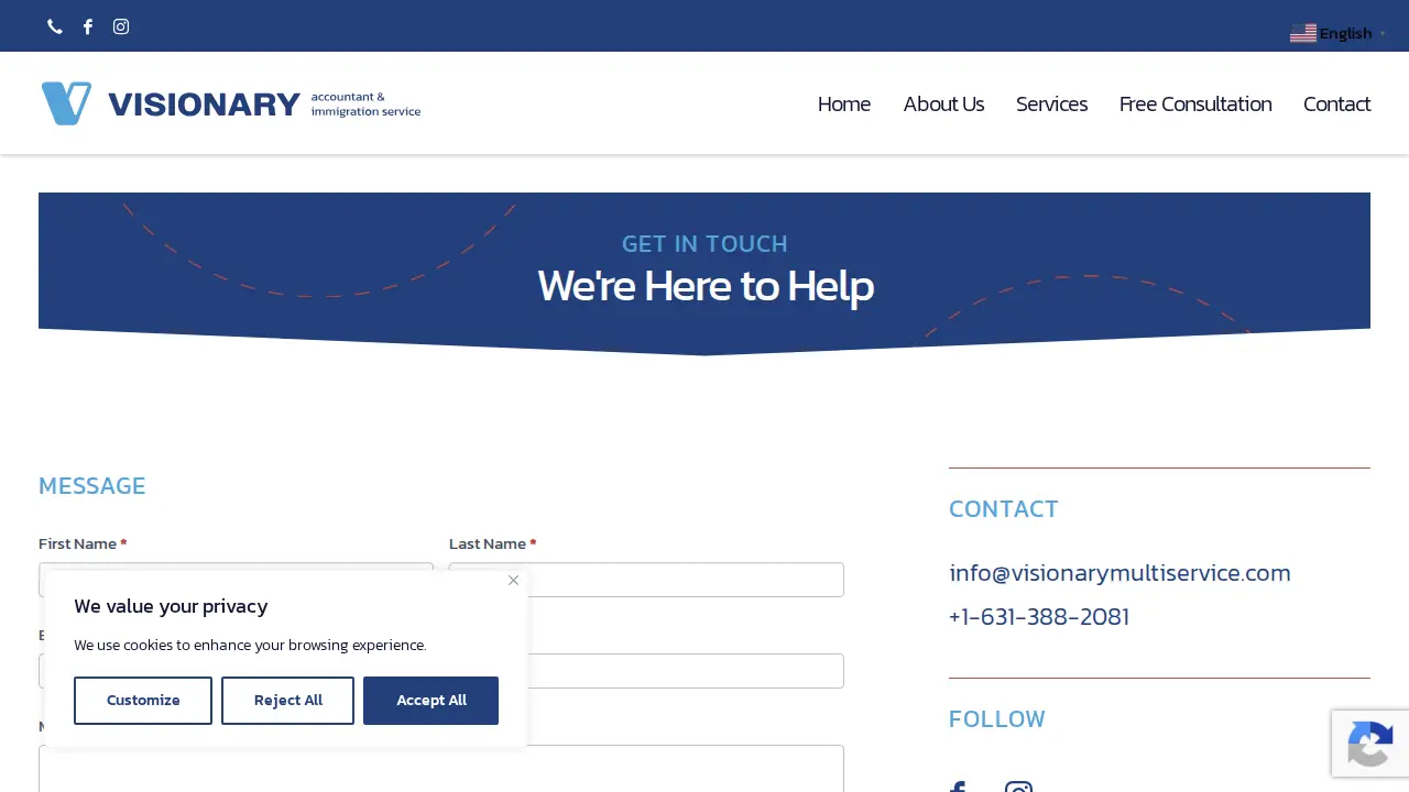 Visionary MultiService page