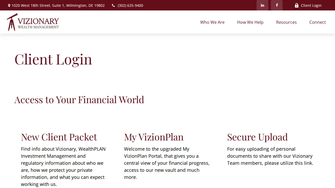 Vizionary Wealth Management page