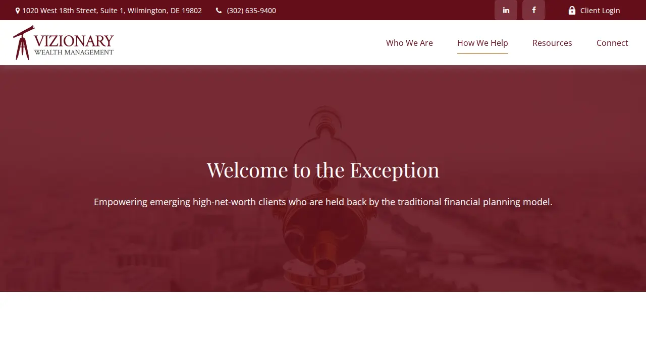 Vizionary Wealth Management page
