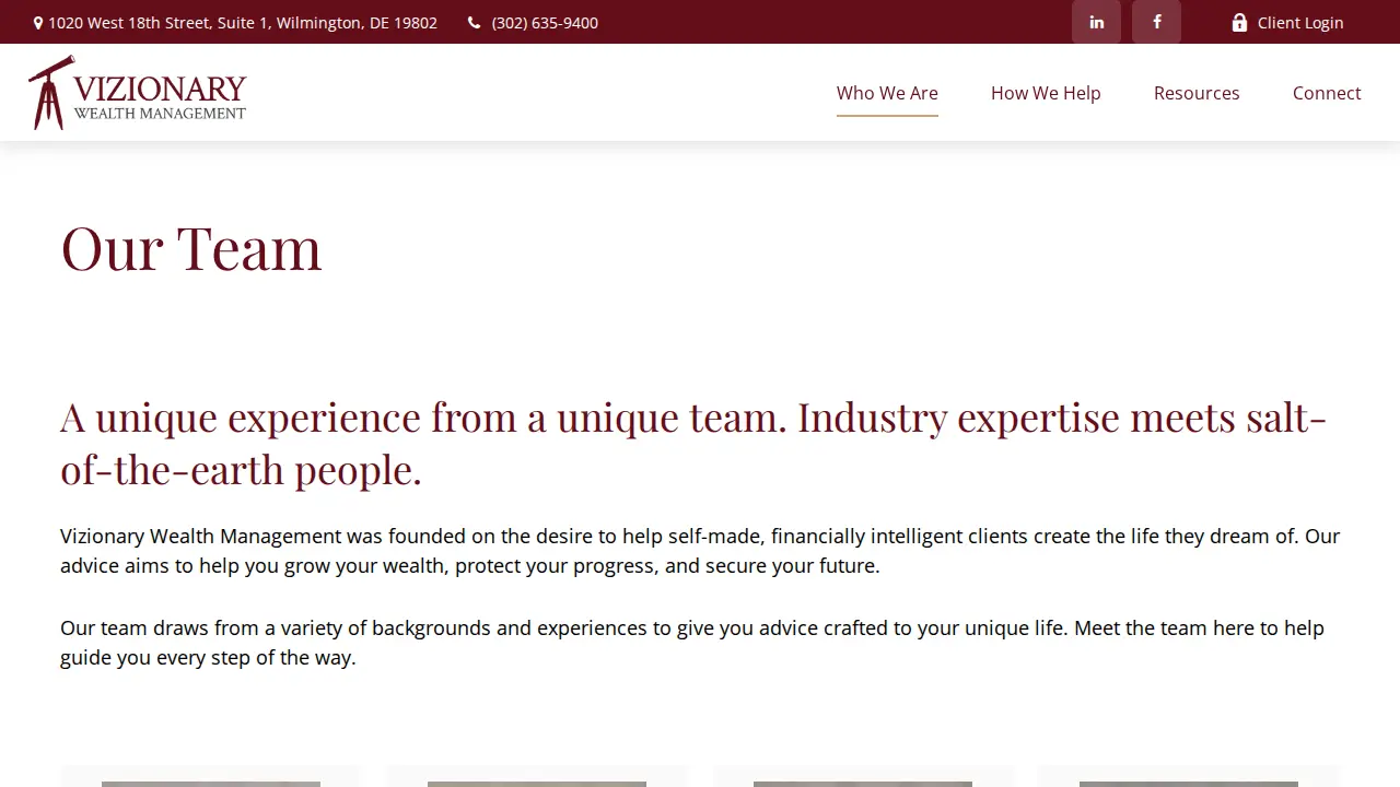 Vizionary Wealth Management page