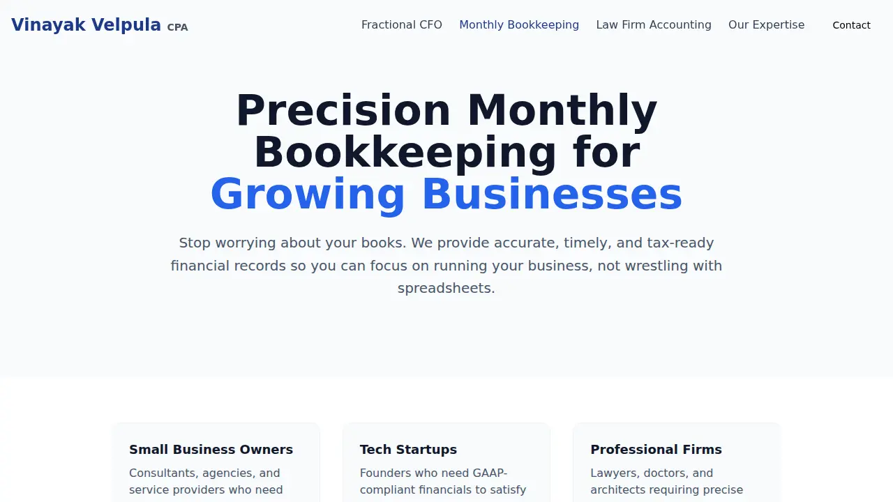 Vinayak Velpula, CPA page
