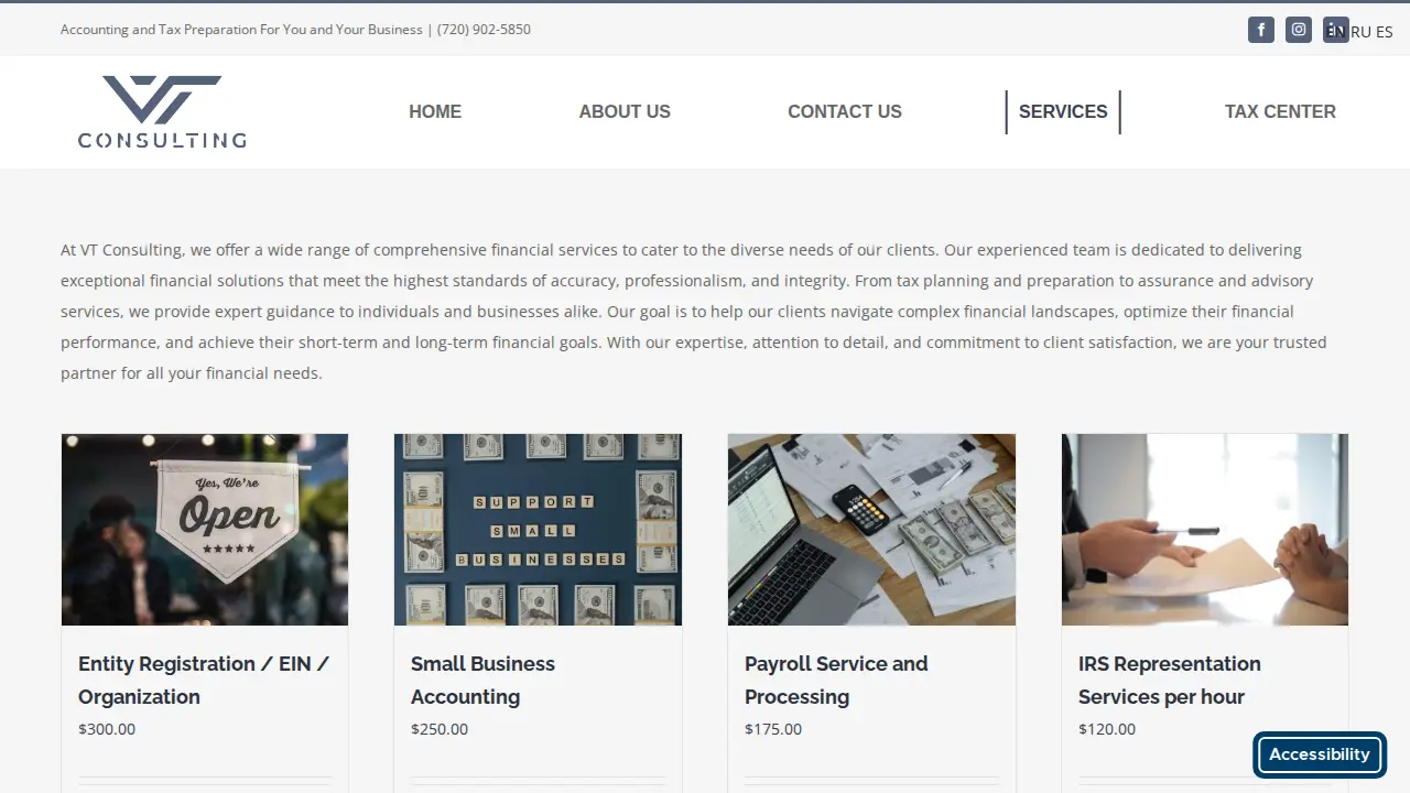 VT Consulting Inc page