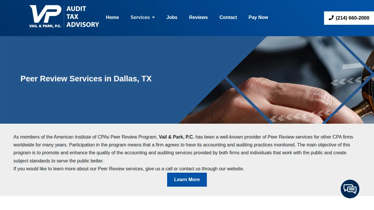 Vail & Associates CPA & Tax Firm page