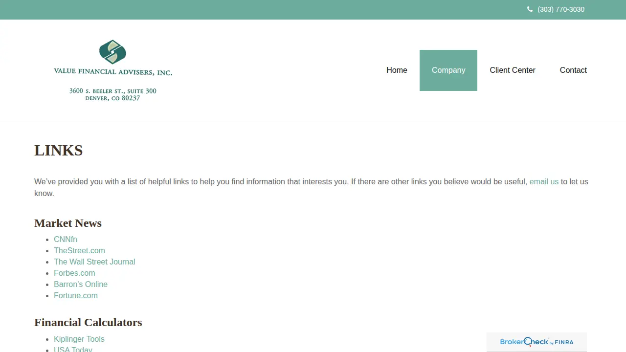Value Financial Advisors Inc page