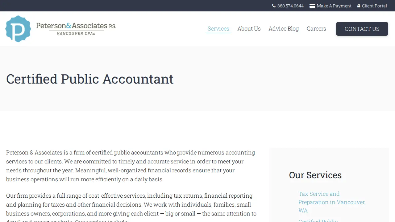 Peterson & Associates, P.S. page