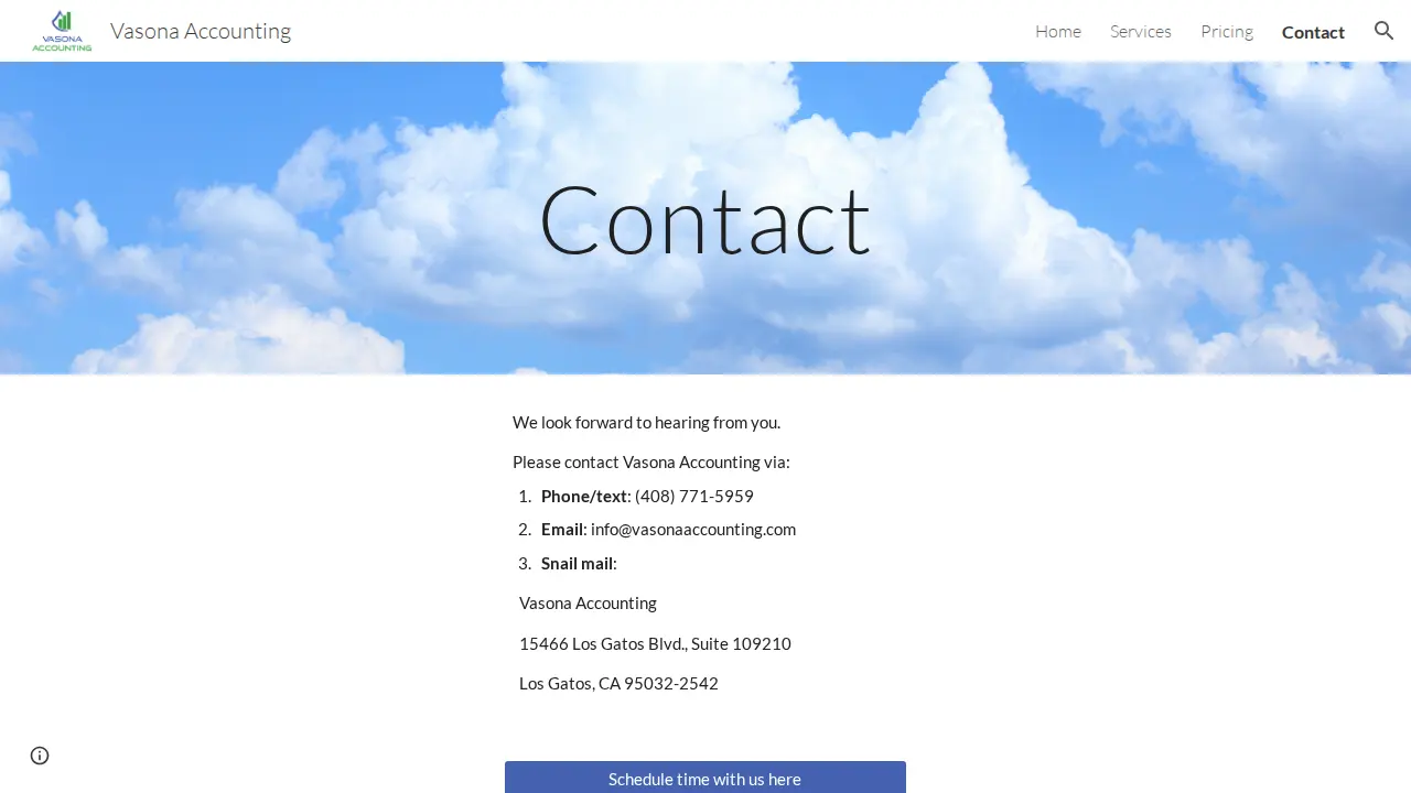 Vasona Accounting page