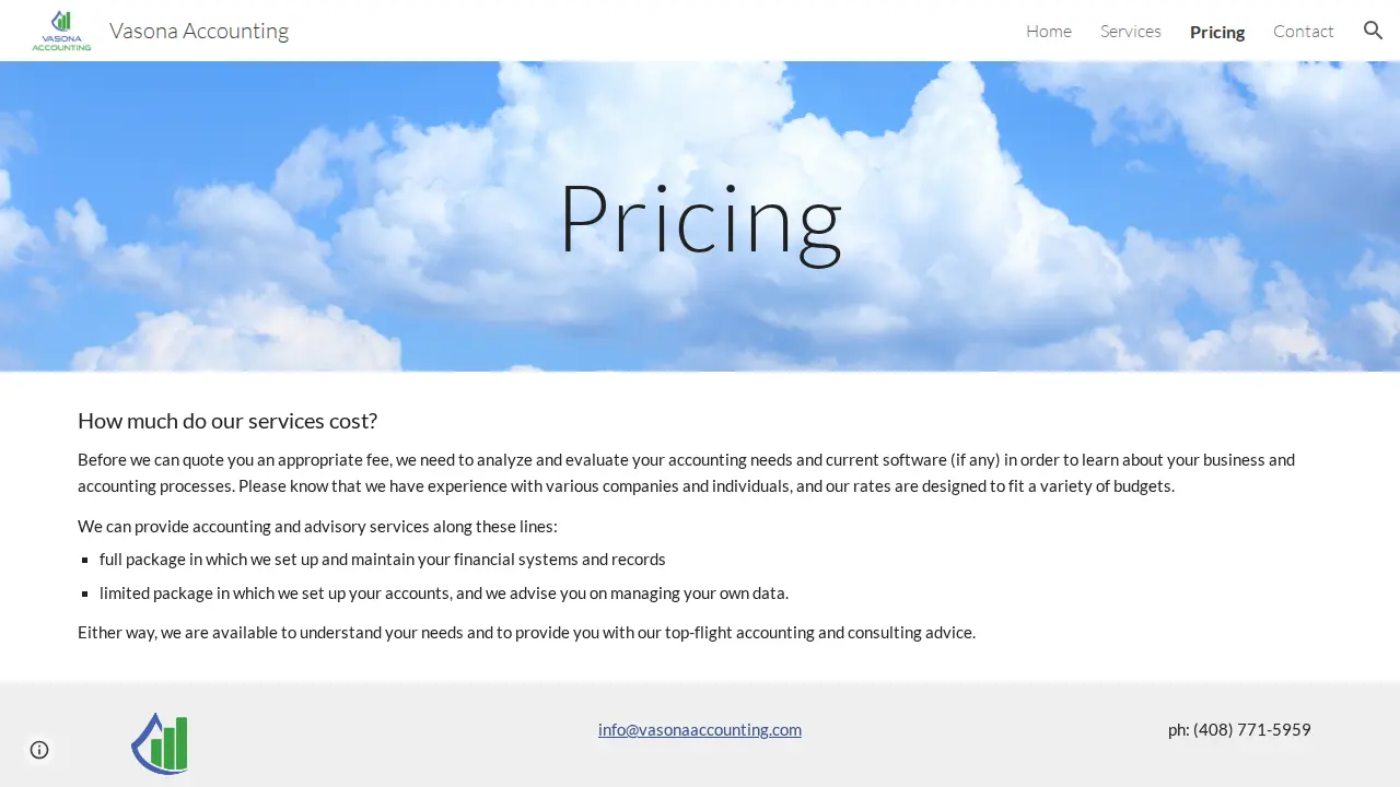 Vasona Accounting page