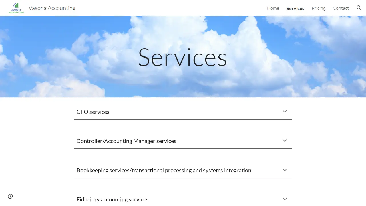 Vasona Accounting page