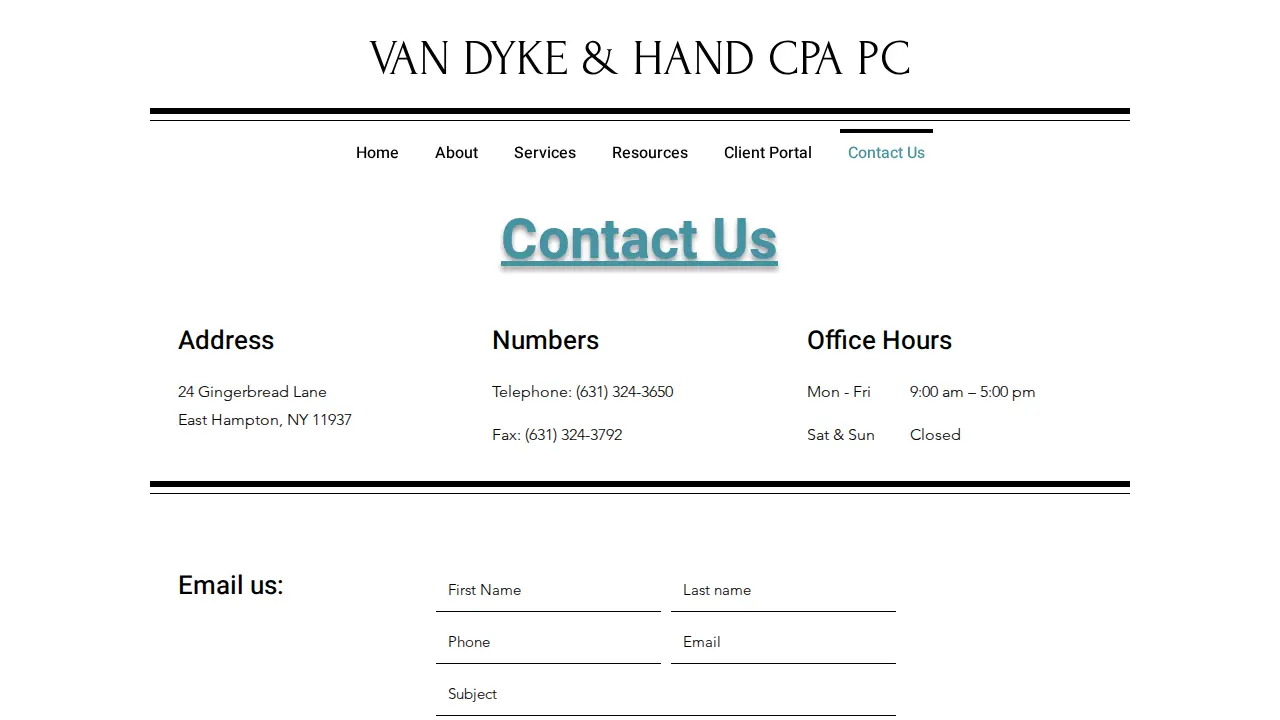 Van Dyke & Hand CPA, PC page