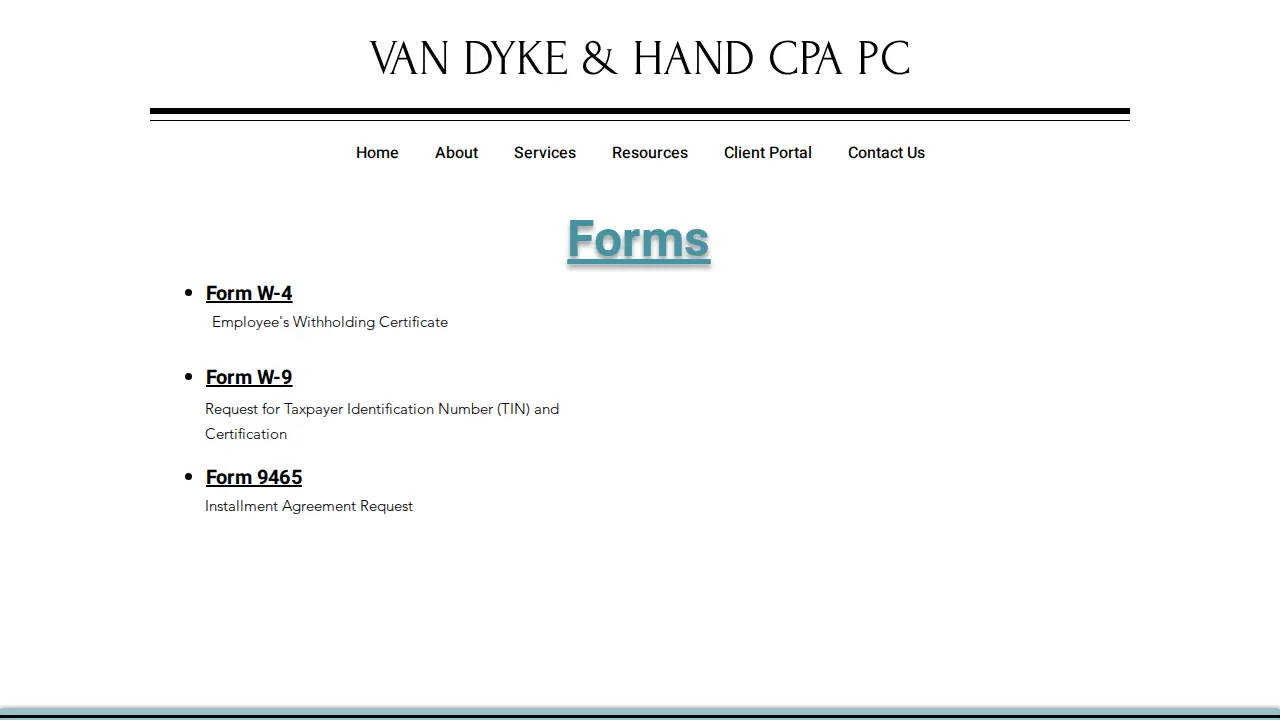 Van Dyke & Hand CPA, PC page