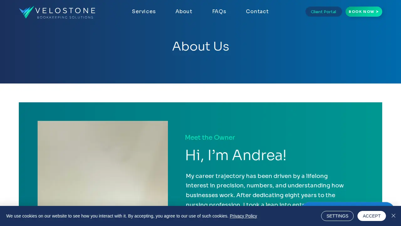 Velostone Bookkeeping Solutions page
