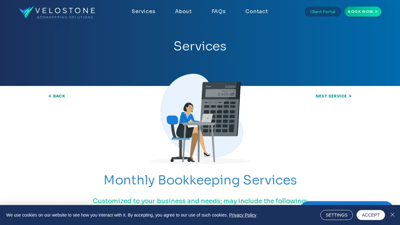 Velostone Bookkeeping Solutions page