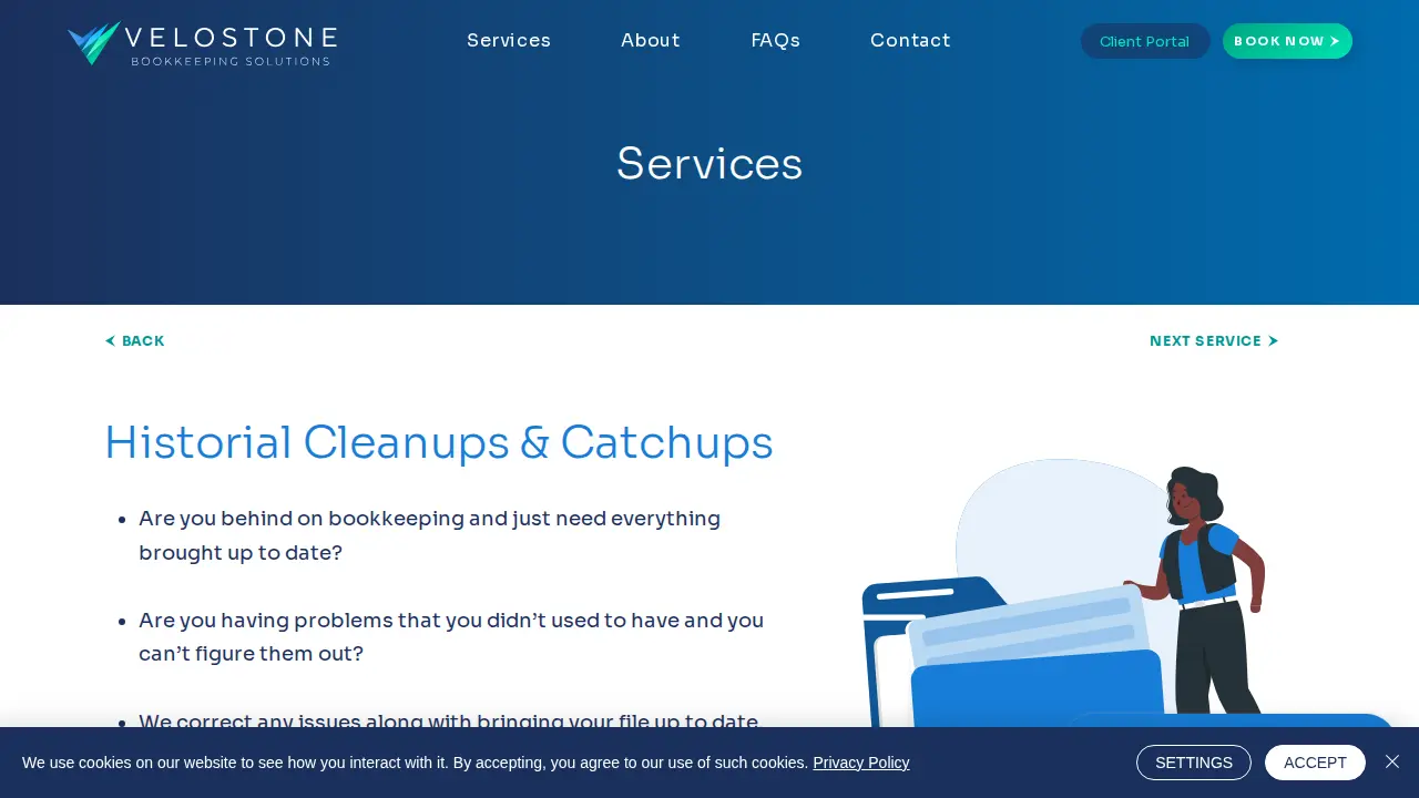 Velostone Bookkeeping Solutions page