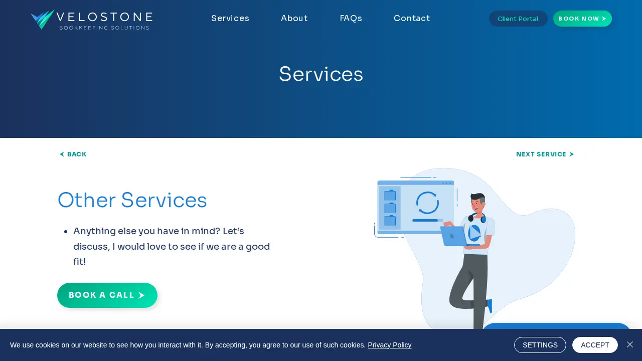 Velostone Bookkeeping Solutions page