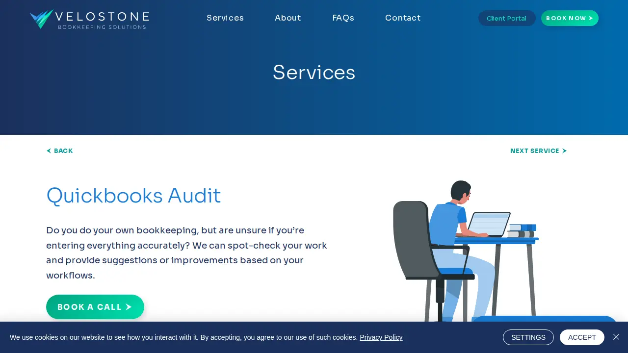 Velostone Bookkeeping Solutions page