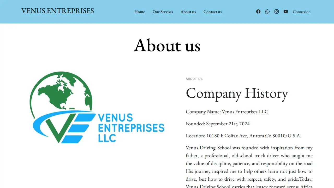 VENUS ENTREPRISES LLC page