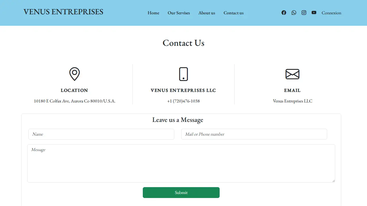 VENUS ENTREPRISES LLC page