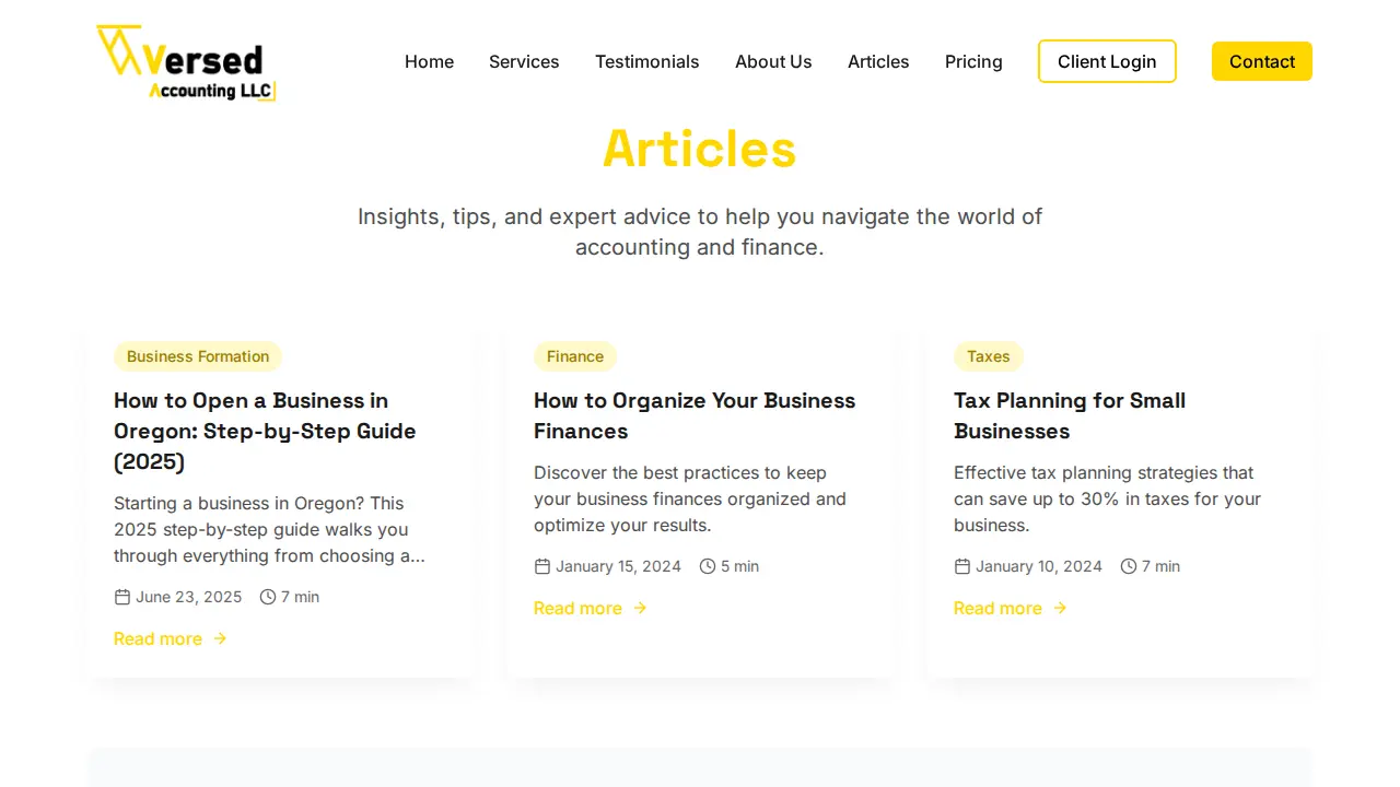 Versed Accounting page