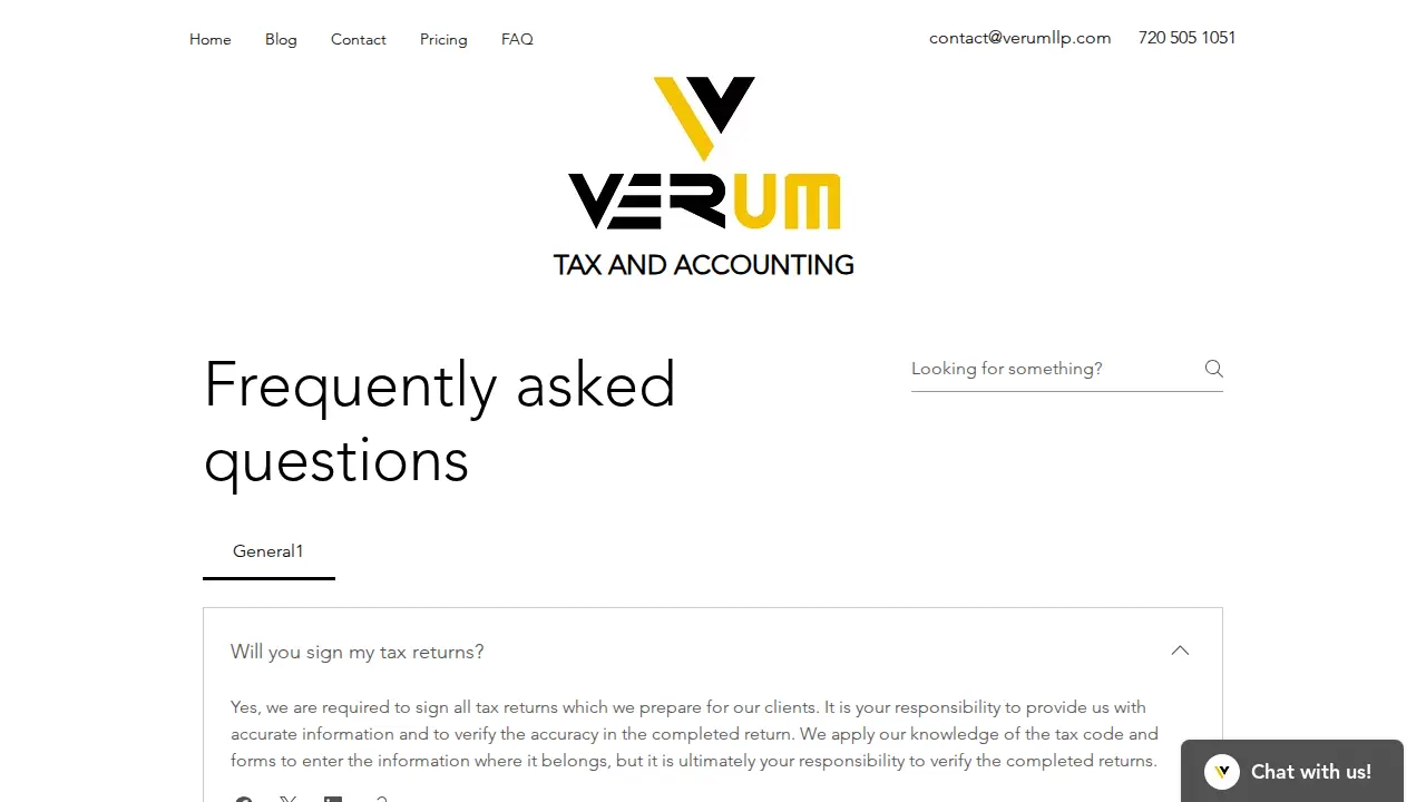 Verum Tax and Accounting page