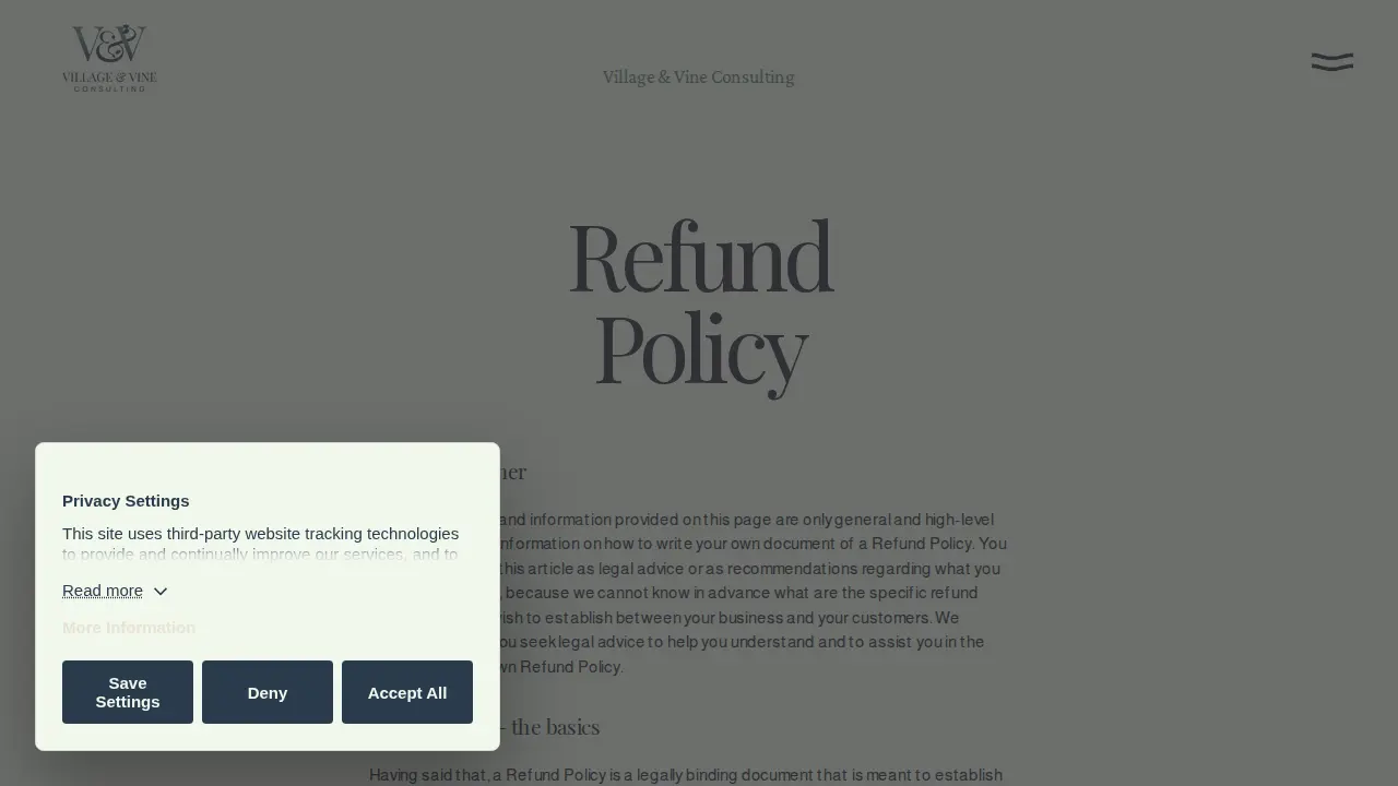 Village & Vine Consulting page
