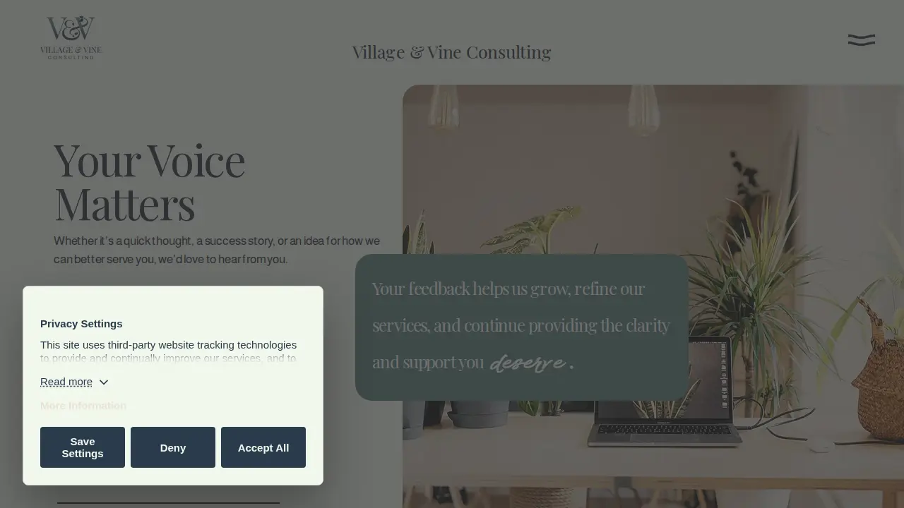 Village & Vine Consulting page