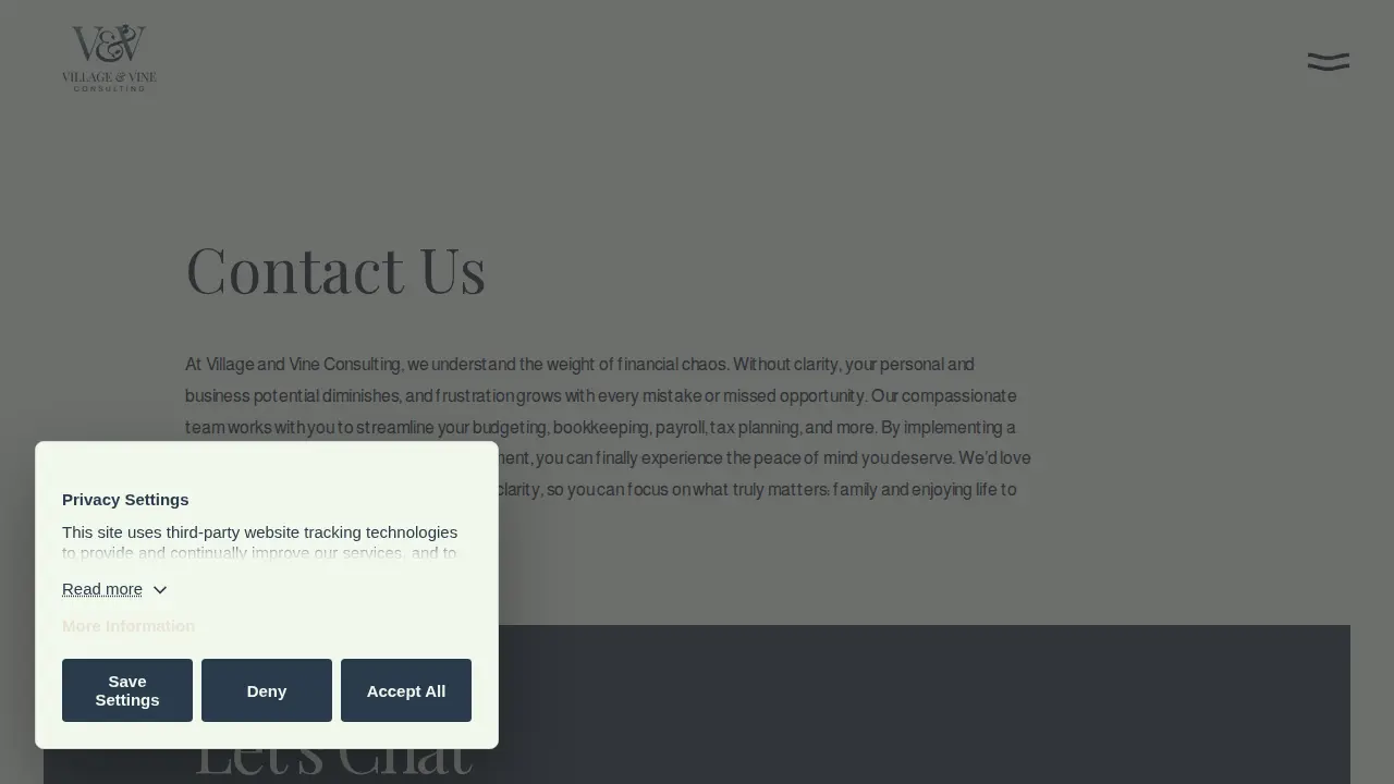 Village & Vine Consulting page
