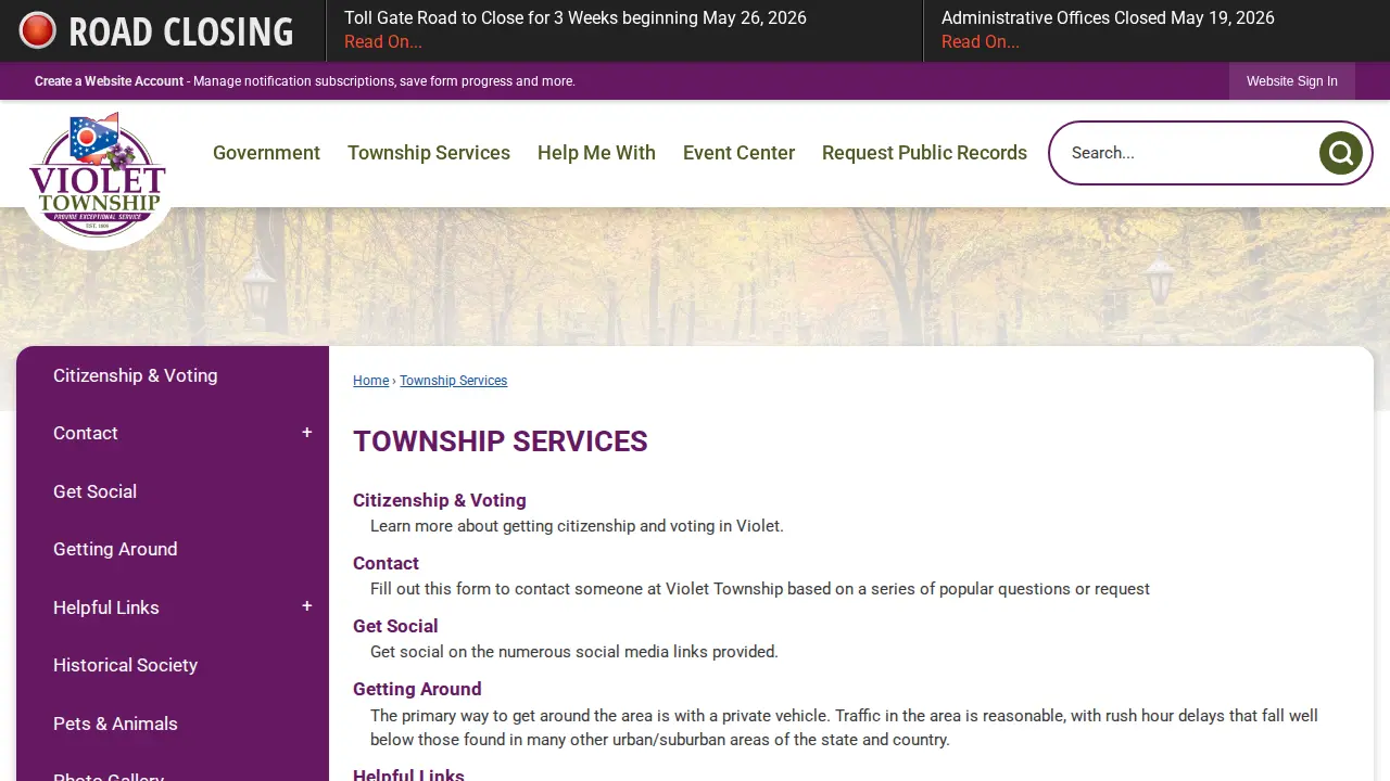 Violet Township Offices page