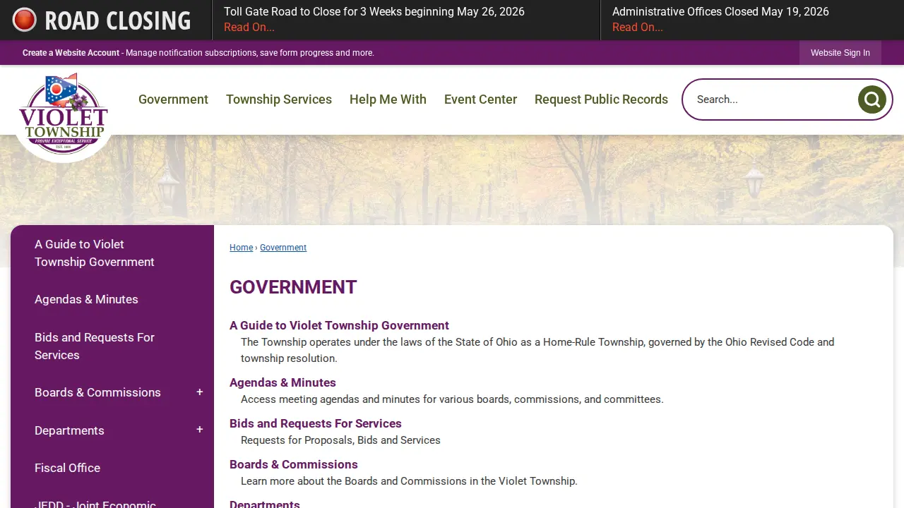 Violet Township Offices page