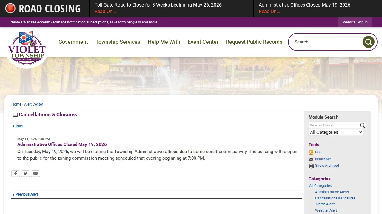 Violet Township Offices page