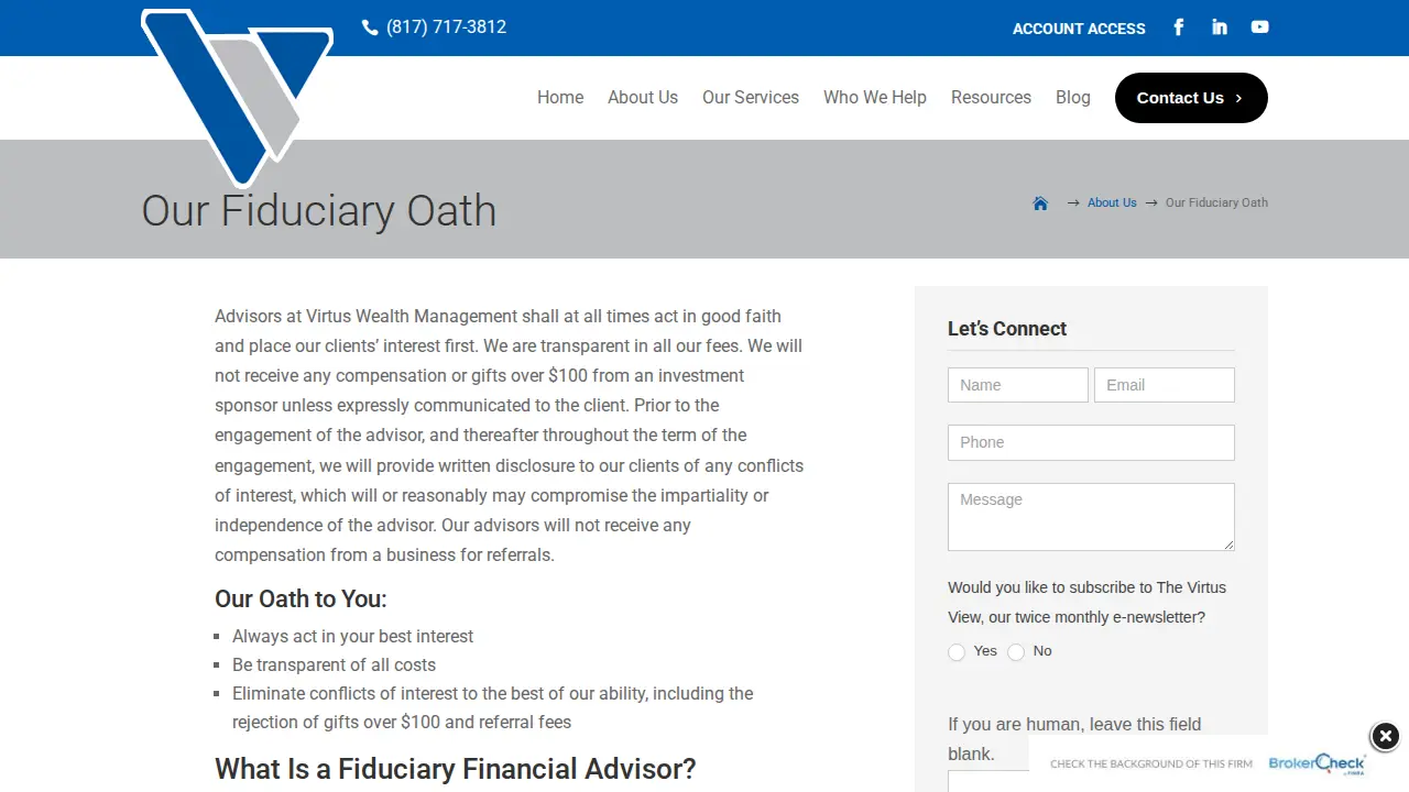 Virtus Wealth Management page