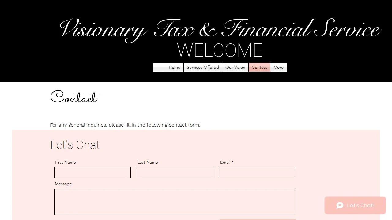 Visionary Tax & Financial Services page