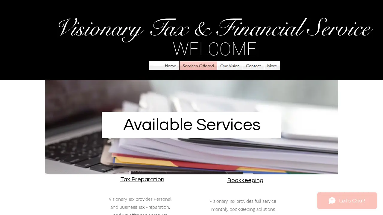 Visionary Tax & Financial Services page