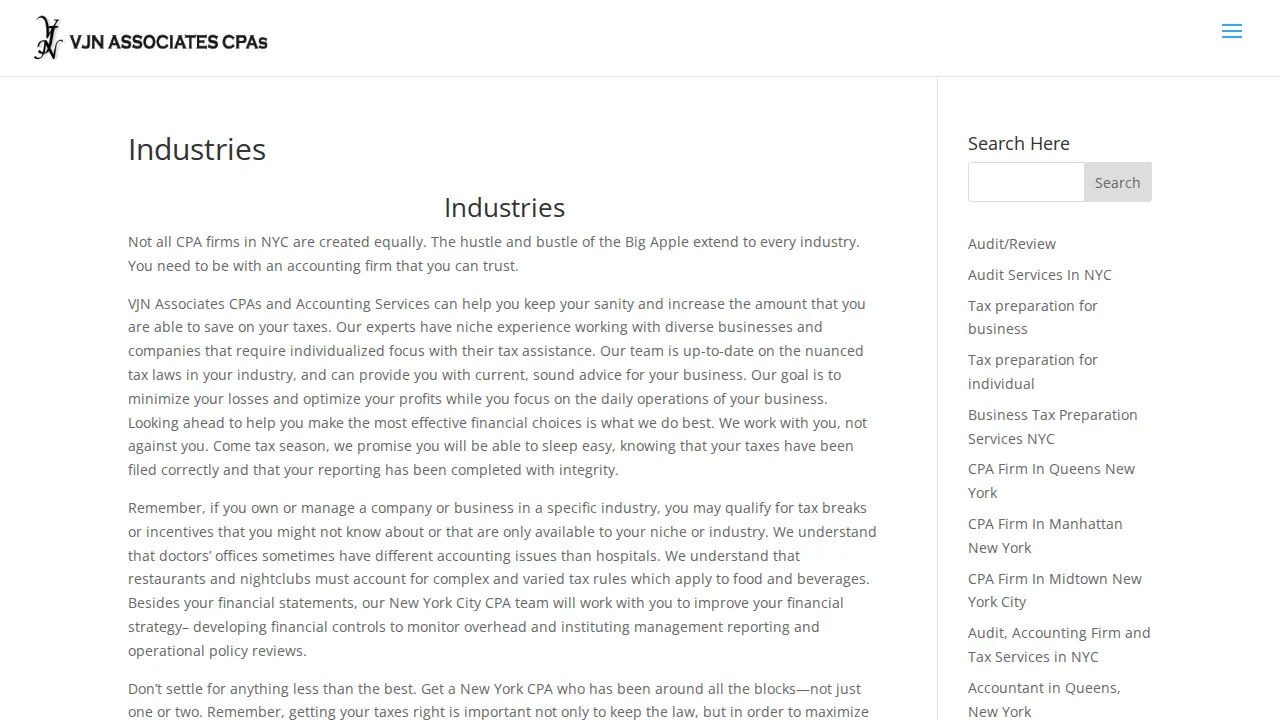 VJN Associates CPAs page