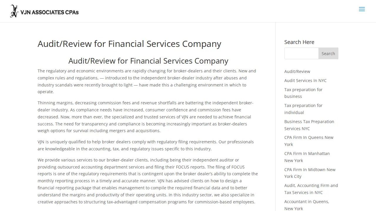 VJN Associates CPAs page