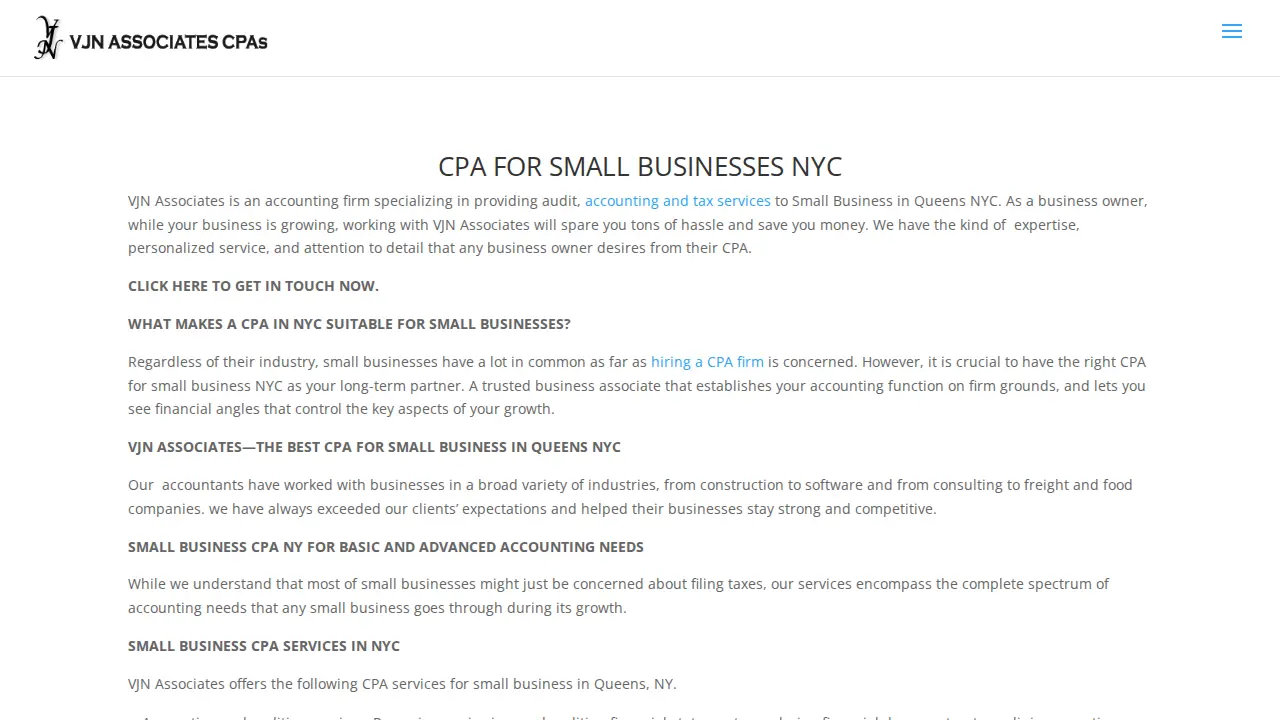 VJN Associates CPAs page