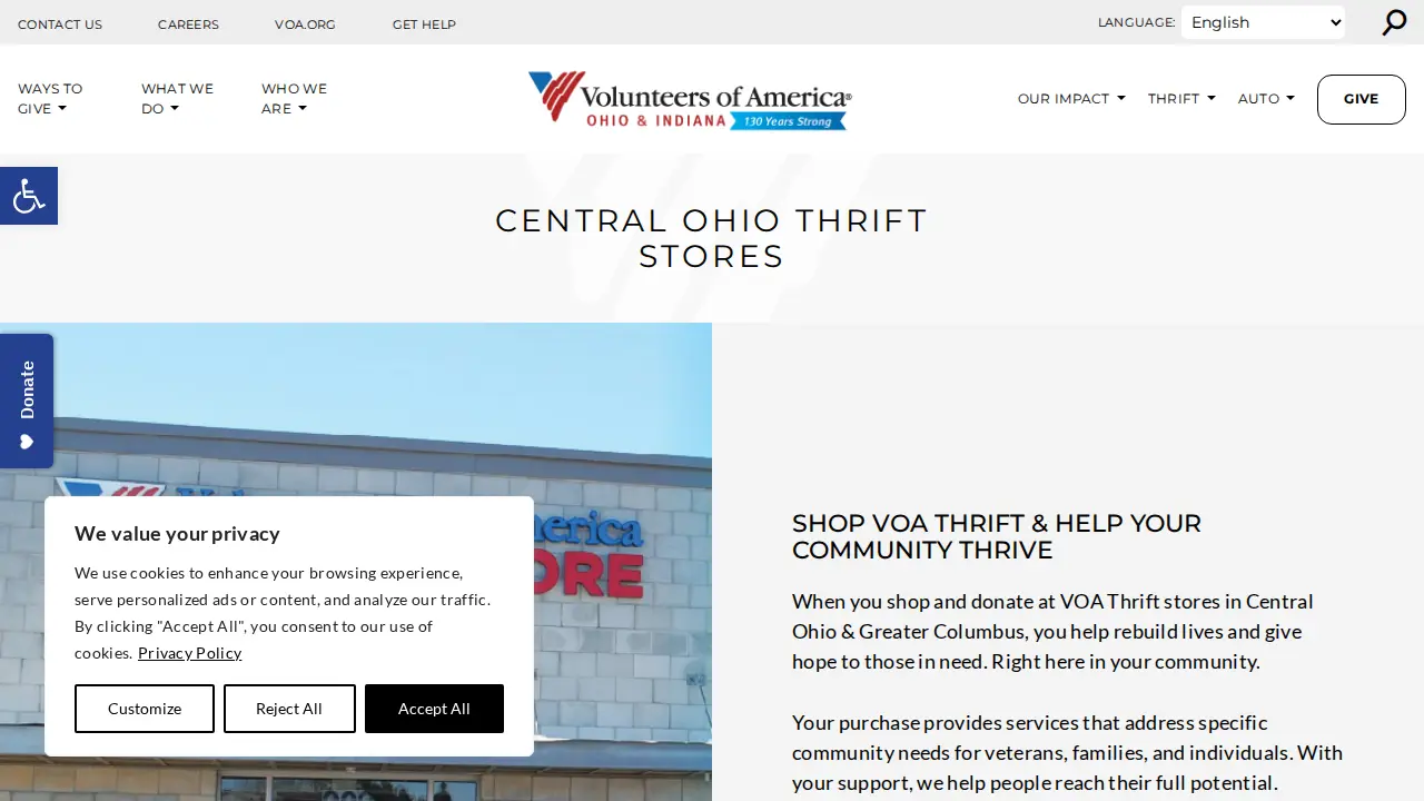 Volunteers of America Thrift Store– Grove City website