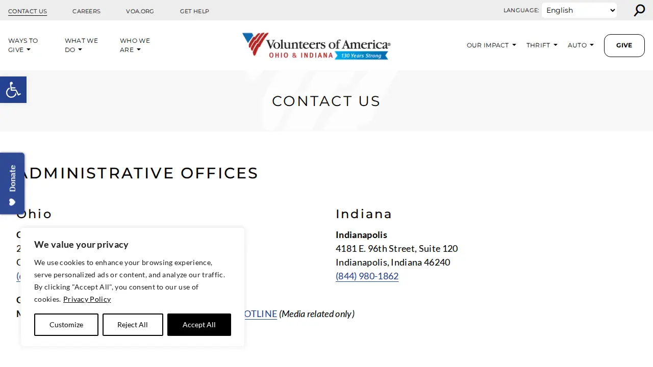 Volunteers of America Thrift Store– Grove City page
