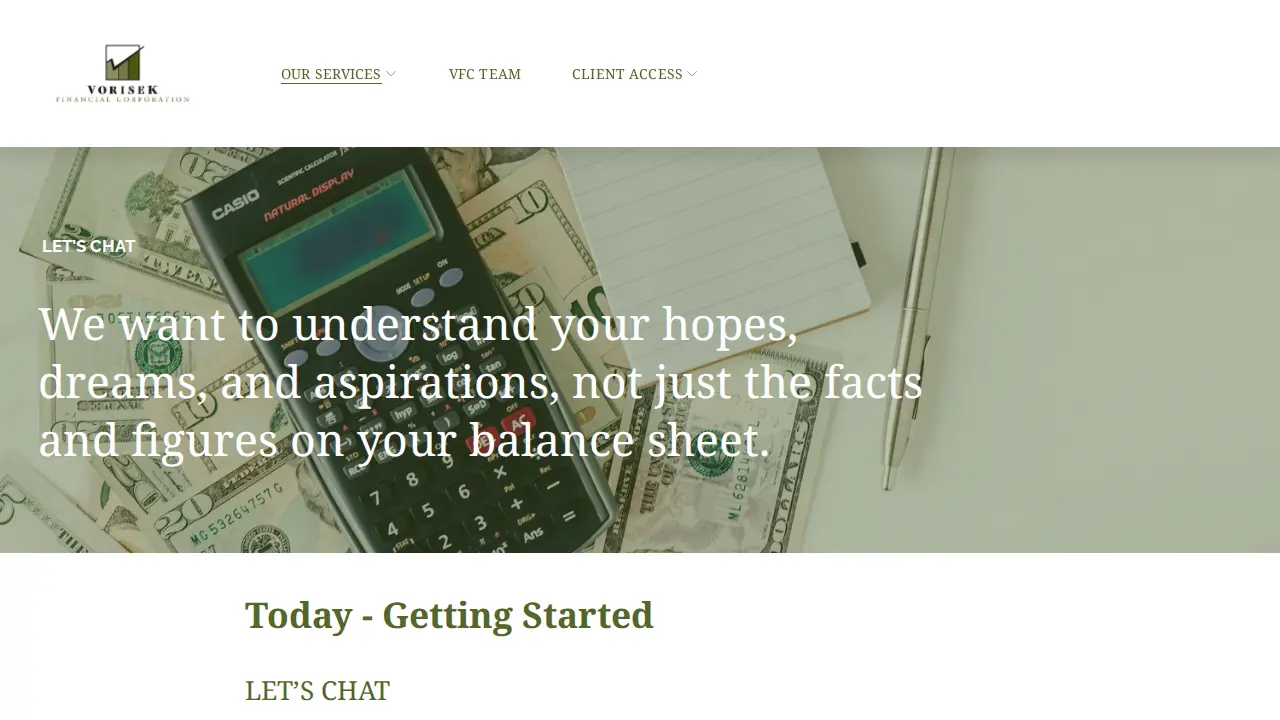 Vorisek Financial Corporation page