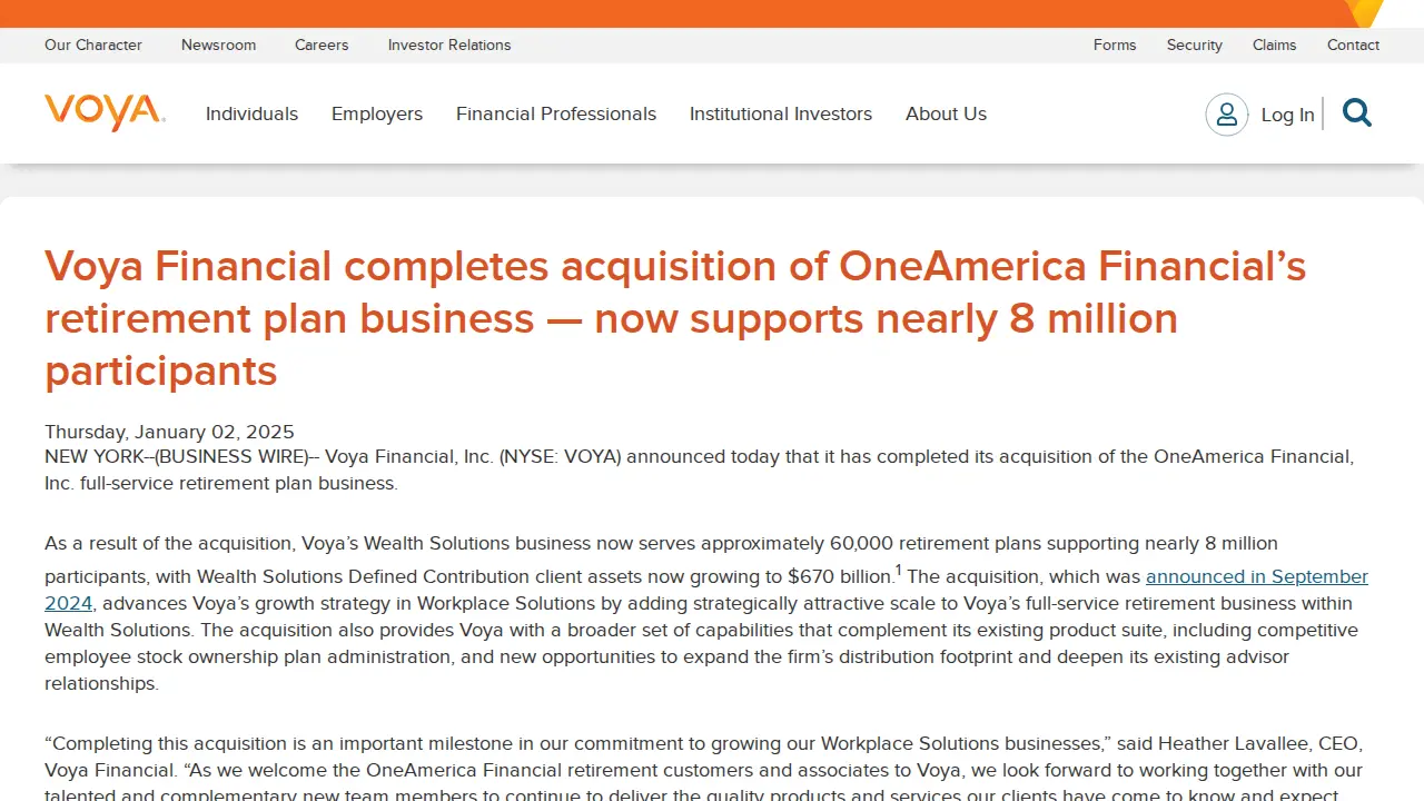 Voya Financial Advisors page