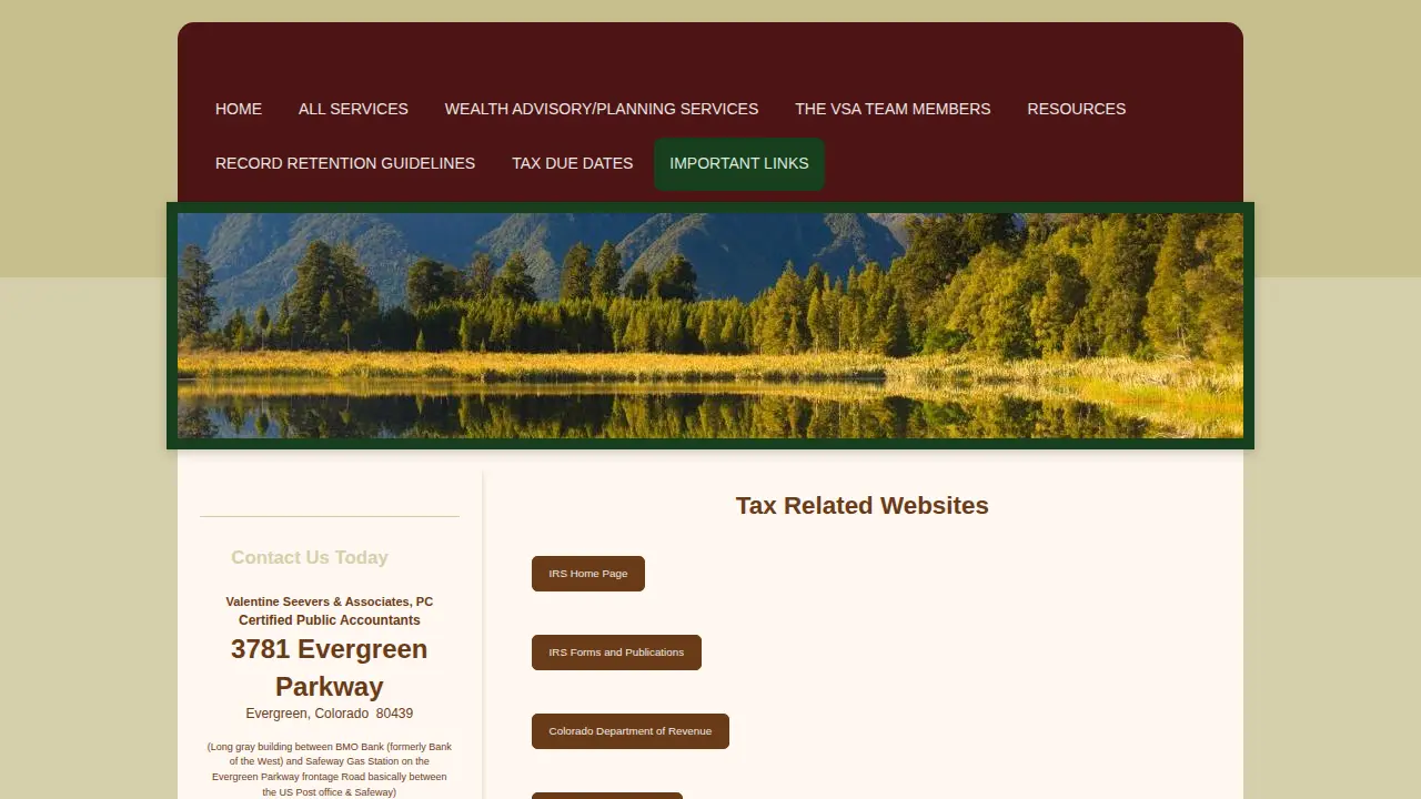 Valentine Seevers & Associates PC - Certified Public Accountants page