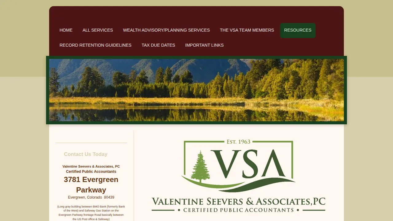 Valentine Seevers & Associates PC - Certified Public Accountants page