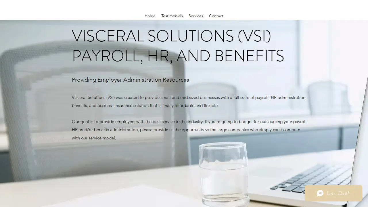Visceral Solutions Payroll, HR, and Benefits website