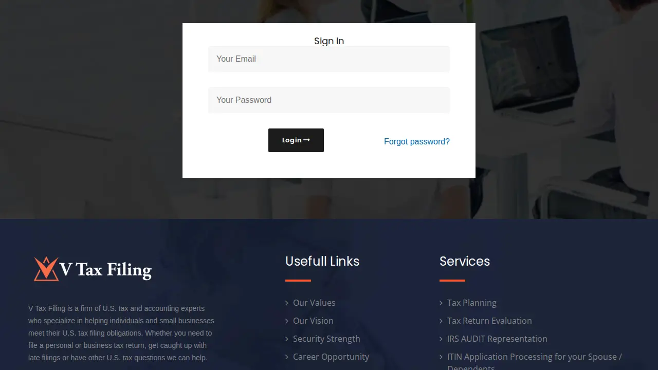 V Tax Filing Limited Partnership page