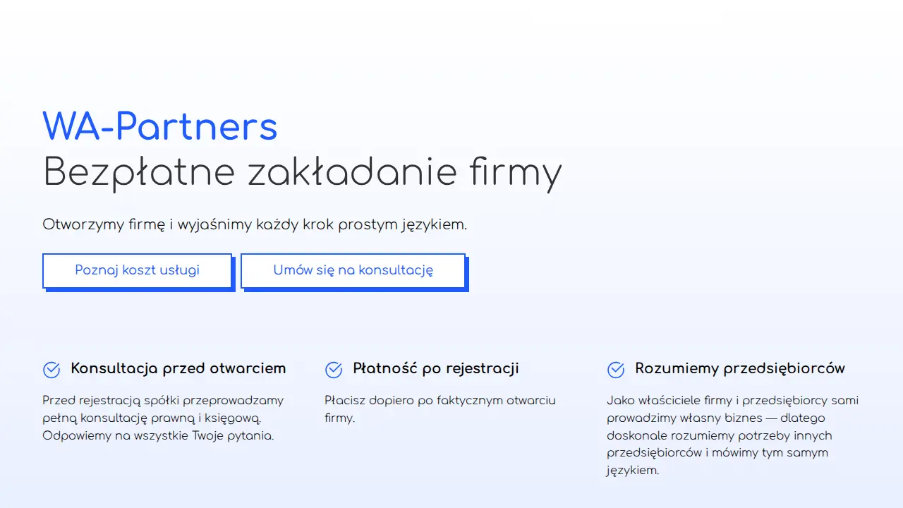 Biuro rachunkowe - WA-Partners page
