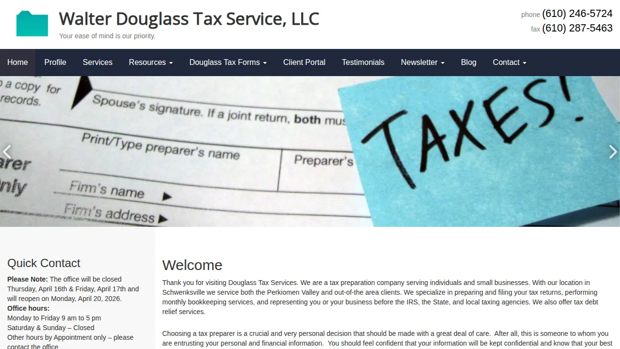 Walter Douglass Tax Service page
