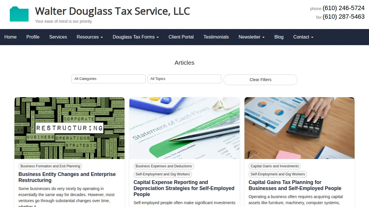 Walter Douglass Tax Service page