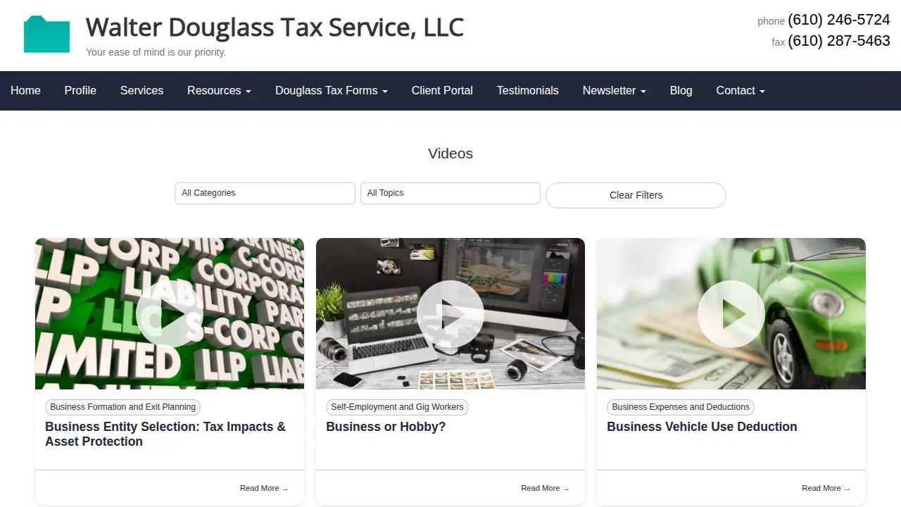 Walter Douglass Tax Service page