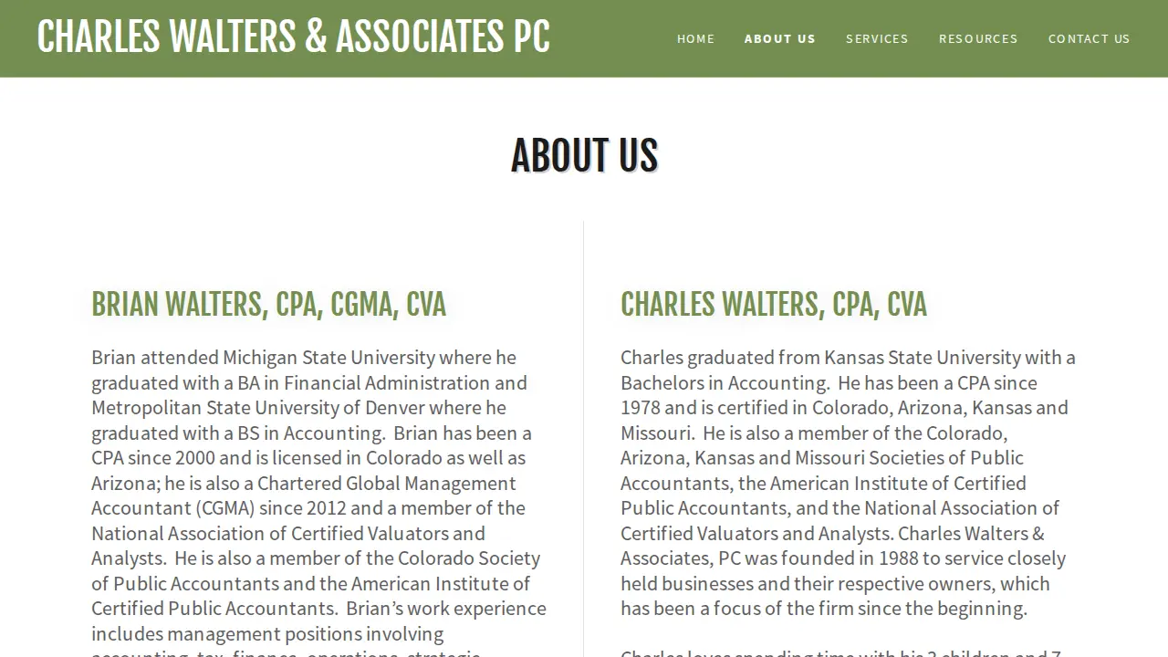 Charles Walters & Associates page