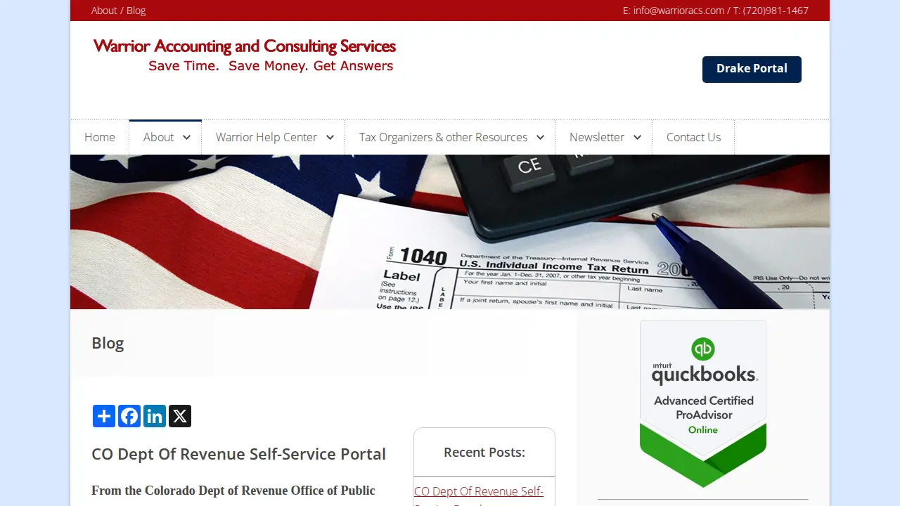 Warrior Accounting and Consulting page